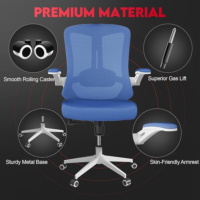 Ergonomic Office Chair - 400LB Comfy Desk Chairs with Adjustable Headrest and Lumbar Back Support, Mesh Computer Chairs with Wheels and Arms for Home Office, Study, Bedroom and Dorm (03blue)