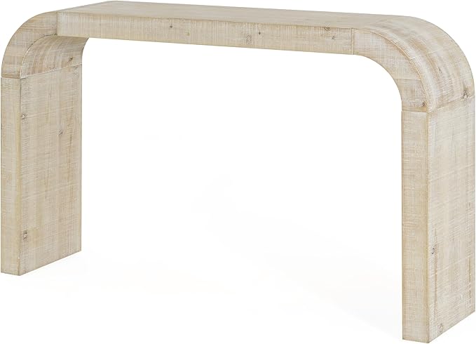 52" Curved Console Table for Entryway Modern Long and Narrow Foyer Table Behind Couch for Corridor Living Room Wood (Natural)