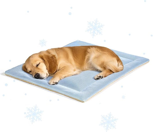 Cooling Pad for Dog Breathable Dogs Sleeping Bed Indoor Pet Mattress Dog Crate Mat Washable Blue (42×28×1.2 inches)