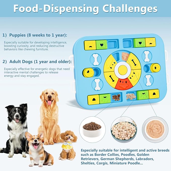 Dog Puzzle Toy & Treat Dispensing Puzzle Feeder for Mentally Stimulating, Interactive Dog Toy for IQ Training and Enrichment, Level 4 in 1 for Small/Medium/Large Dogs, Puppies, Pets
