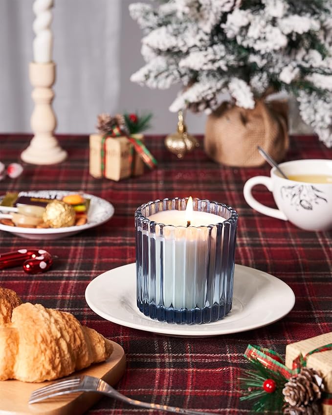 M&SENSE Snowy Christmas Scented Candles, Jar Candle, Christmas Fall Gifts for Home Decor, 60 Hours Burning, Natural Soy Wax Relaxing Aromatherapy Candle