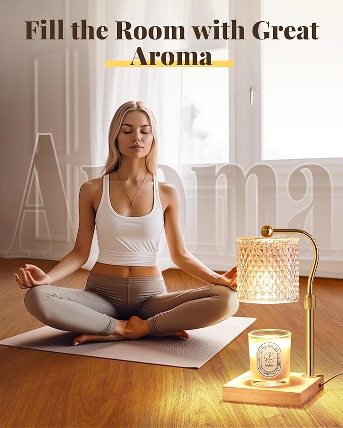 Candle Warmer Lamp with Timer Dimmer Adjustable Height, Birthday Gifts for Women, House Warming New Home Decor Gifts for Mom, Electric Wax Warmer for Jar Candles, Amber