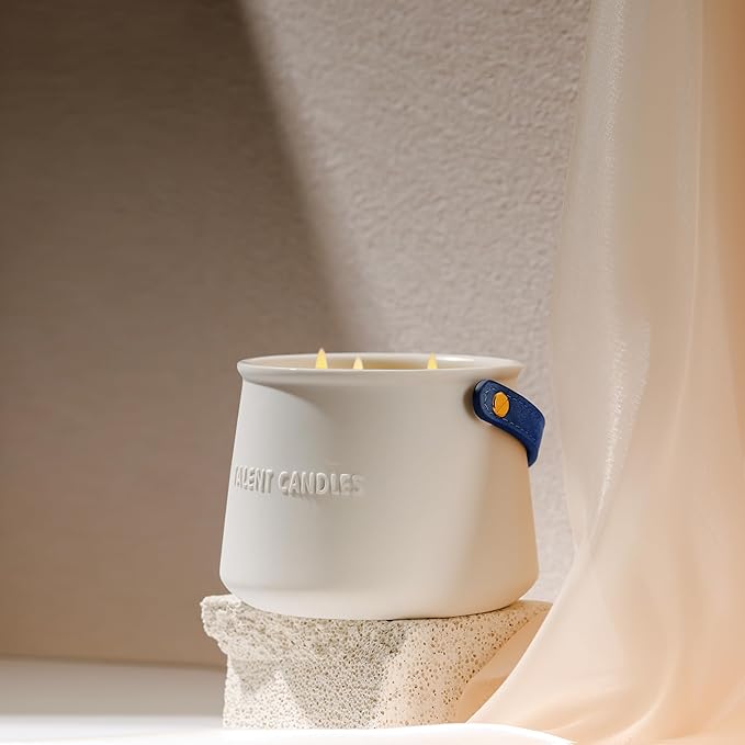 Candles for Home Scented - Scandinavian Style 3 Wick Candle - Long-Lasting Ceramic Candle Jar - Soy Candles Non Toxic with Minimalist Design - Summer Night