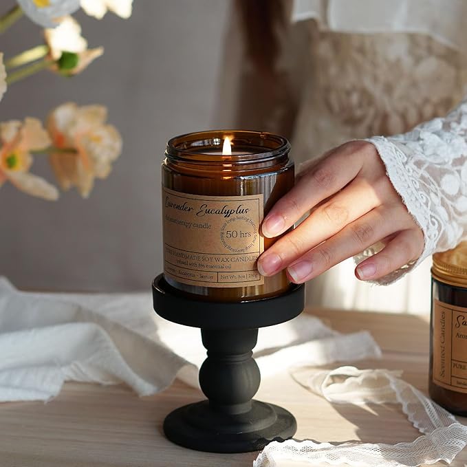 Lavender Eucalyptus Candles for Home Scented - 8oz Aromatherapy Candles for Relaxation Anxiety Stress Relief Non Toxic, Calming Candles Gifts for Women Soothing Relaxing Bath Yoga Meditation