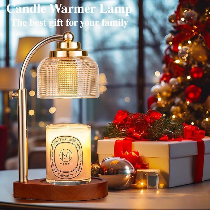 Candle Warmer Lamp Remote Control, Timer and Dimmer, Birthday Gifts for Women Mom Sister, House Warming Gifts Vintage Home Decor, Adjustable Height Wax Melt Warmer for Jar Candles with 2 Bulbs
