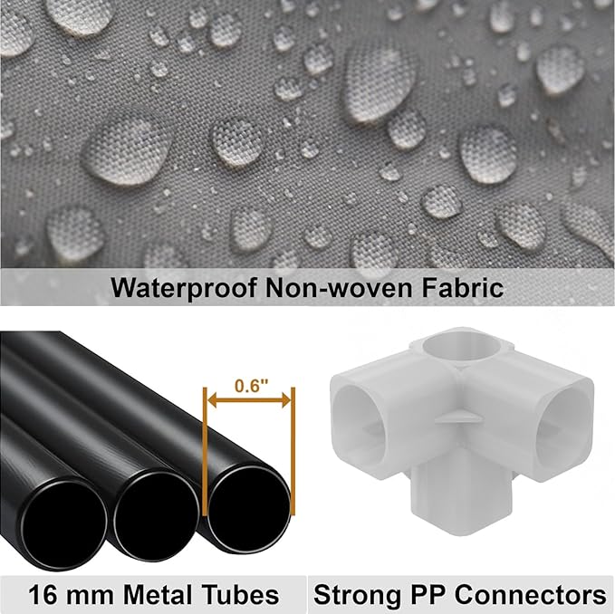 Portable Closet Wardrobe, 51-Inch Clothes Organizer with 2 Hanging Rods and 8 Shelves, Non-Woven Fabric Cover, Medium Capacity Storage for Bedroom and Living Room, Grey