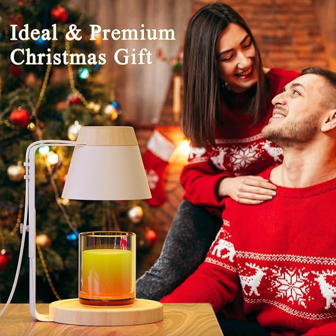 Candle Warmer Lamp with Timer, Stepless Dimmable Candle Lamp Warmer, Electric Candle Warmer Adjustable Height, Wax Warmer for Scented Wax with 2 Bulbs, for Festival&Home Decor (White Mini)