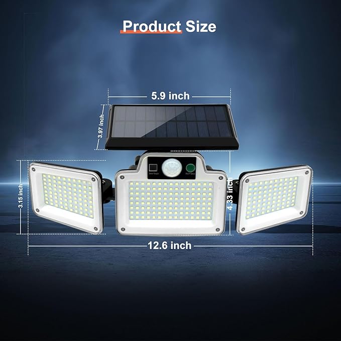 280 LED Solar Flood Security Lights, Solar Lights Outdoor with Motion Sensor, Flood Lights with Remote, Waterproof Dusk to Dawn for Porch, Patio, Yard, Garage