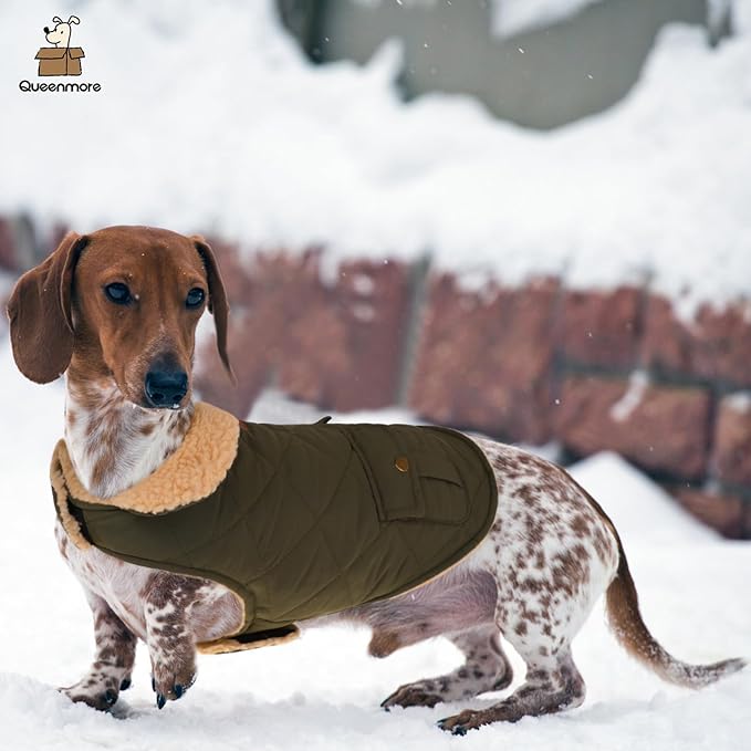 Queenmore Warm Coat for Cold Weather, Quilting Winter Jacket With Ultra Thick Plush Lining and Storage Pockets (Green, X-Large)