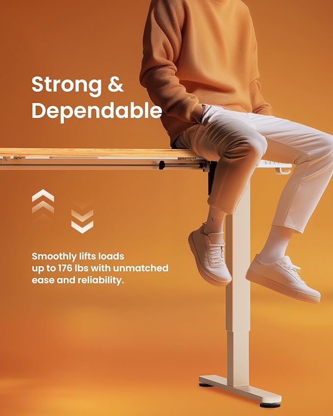 ErGear Height Adjustable Electric Standing Desk, 48 x 24 Inches Sit Stand up Desk, Memory Computer Home Office Desk with Two-Piece Desktop (Light Vintage Brown)