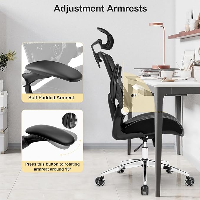 Big and Tall Office Chair, 400lbs Heavy Duty Ergonomic Desk Chair with Soft 3D Modeling Foam Cushion Home Office Desk Chairs with Adjustable Headrest Seat Height Executive Computer Task Chair