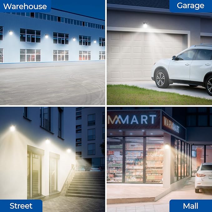 CINOTON 26W LED Wall Pack Light with Dusk to Dawn Sensor, 3CCT 3000K/4000K/5000K, 26W/18W/13W Switchable, [100-277Vac] IP65 Waterproof Outdoor Security Flood Lighting for Garage Warehouse 2 Pack