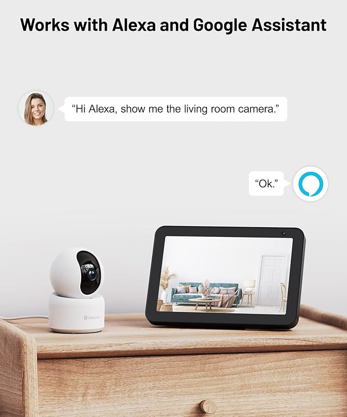 GALAYOU Indoor Security Camera 2K, Pet Camera, 360 Degree WiFi Home Security Camera for Baby/Elder/Nanny with Night Vision, Siren, 24/7 SD Card Storage, Works with Alexa and Google Assistant G2
