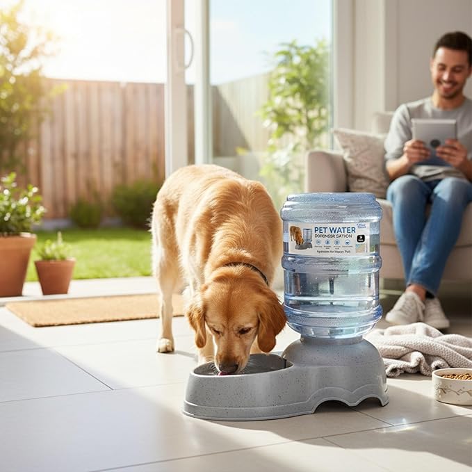 Water Dispenser for Large Dogs and Cats, 3 Gallon Large Capacity Gravity Automatic Water Feeder, Indoor Outdoor Dog Drinking Fountain, No Filter, Dog Water Bowl for Multiple Pets, BPA Free