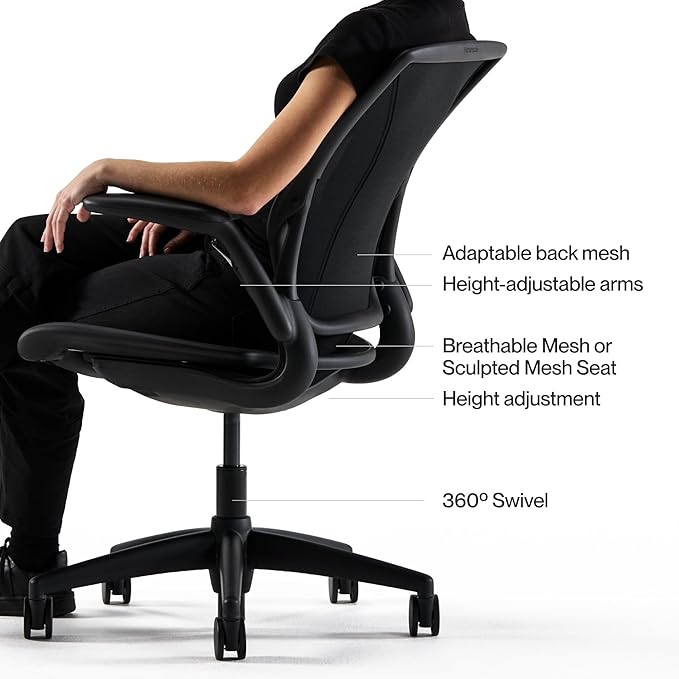 Humanscale World LM Poppy Seed Catena Mesh Ergonomic Office Chair for Desk with Poppy Seed Mesh Seat, Adjustable Simple Desk Chair, Gray Frame