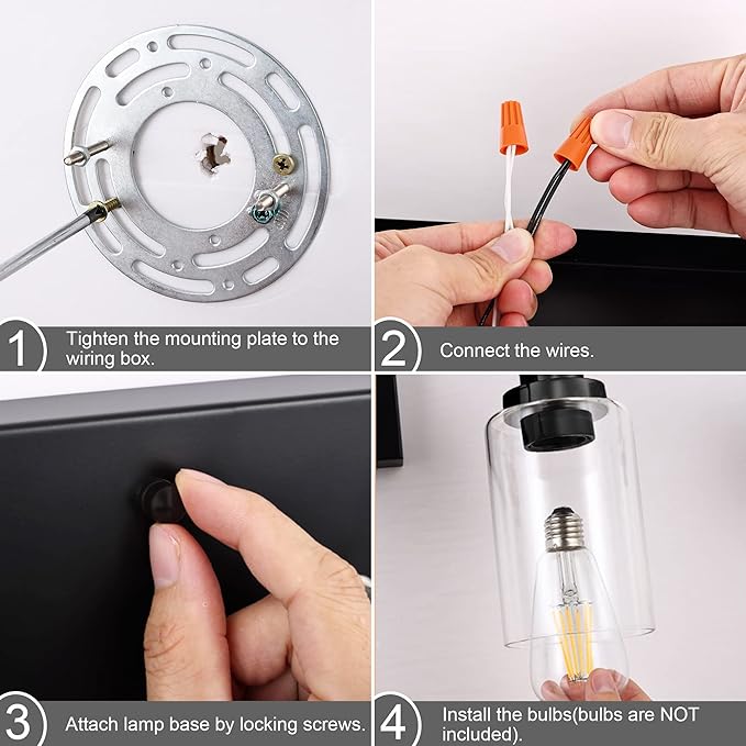 MELUCEE 2-Light Black Wall Sconce Industrial Vintage with Clear Glass Shade and Metal Base, Bathroom Vanity Lights Hallway Light Fixture Sconces Wall Lighting (Patent No.: US D963914 S)