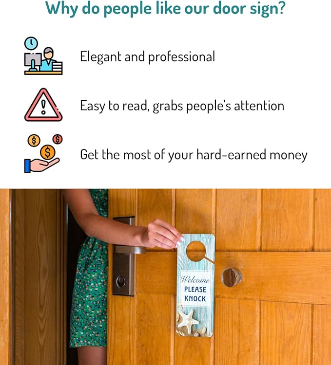 Do Not Disturb Door Hanger Sign, 2 Pack (Printed on Both Sides), 9.3″x3.5″ PVC Plastic, Please Do Not Disturb Sign for Home, Office, Hotel, Bathroom, Bedroom, Counseling, Therapists, Clinic, Starfish