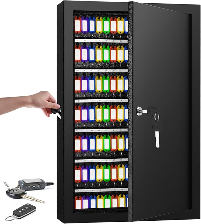 175 Keys Key Lock Box, Anti-Theft Key Cabinet with Key Tags, Key Organizer Wall Mount for Car Garage House Rental Office Business