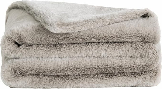 UnHide Lil’ Pet Marsh - Faux Fur Pet Blanket - Extra Soft, Lightweight, Durable Pet Blanket - Machine Washable - for Bed Cover, Couch Protection, and Crate Comfort - Greige, 34” x 44”