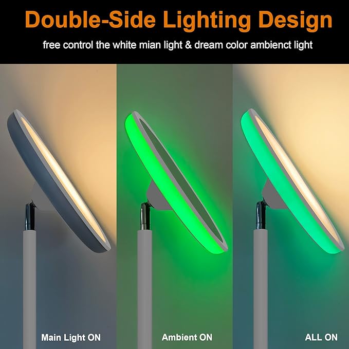 Bright Floor Lamp,42W 3700LM LED Torchiere Floor Lamps for Living Room, 71in. Modern Tall Standing Light with Remote,Color & Brightness Dimmable Sky Light,1/2/3H Timer for Bedroom,Office(White)