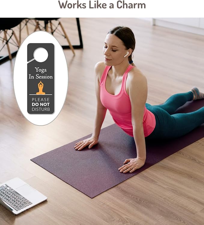 Do Not Disturb Door Hanger Sign, 2 Pack, Please Do Not Disturb Sign, Yoga In Session