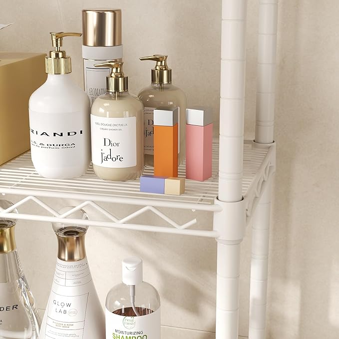 SINGAYE 5 Shelves Storage Shelf Wire Closet Bathroom Organizers Metal Pantry Kitchen Small Garage Shelving Unit Laundry Room Organization Home Corner Rack Estantes para Cocina White 10" Dx16 Wx55”H