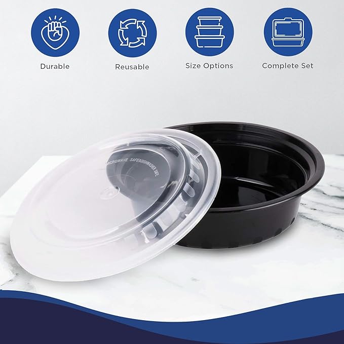 Ruthy's Outlet Meal Prep Containers with Lids, Food container bowl - BPA-Free, Stackable, Freezer & Dishwasher Safe, Reusable Food Storage for Lunch & Portion Control (16 oz - 100 Pack)