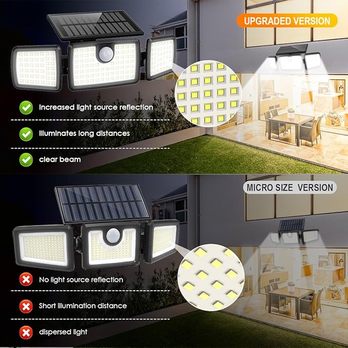 Solar Lights Outdoor Waterproof, Motion Sensor Flood Outside Lights with 2500LM High Brightness 270° Wide Angle, Outdoor Solar Lights IP65 for Yards, Patio, House, Garage (Non-Remote,2 Pack)
