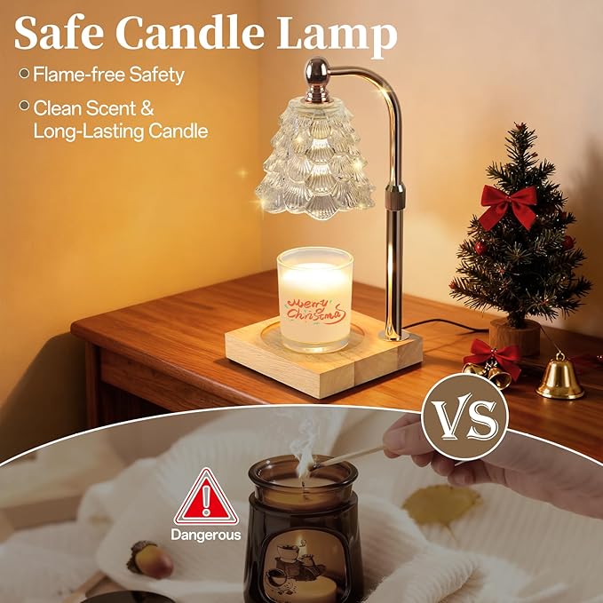 Candle Warmer Lamp with Timer Dimmer Adjustable Height, Candle Warmer with 2 Bulbs for Jar Candles, Home Decor, Birthday Gifts for Women