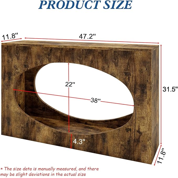 Solid Wood Console Table, Farmhouse Entryway Table with Open Storage, Long Sofa Table Behind Couch, for Living Room, Hallway, Foyer, Entrance, Easy Assembly, Rustic Brown