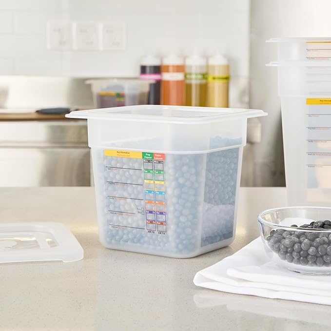 Restaurantware Food Pans Pack of 10 Plastic Square Food Containers 1/6 Size with Traceability Label, Storage Containers Dishwashable Hot Cold Friendly for Restaurants Buffet Commercial Use