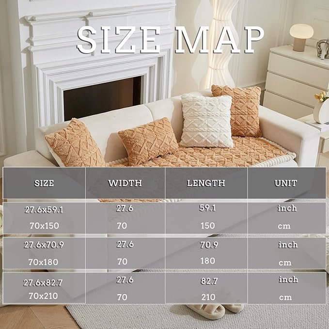 Couch Cover for Dogs Fuzzy Sofa Covers for Pet, Geometric Jacquard Coral Pet-Friendly Washable Non-Slip Sofas Slipcover Cushion Protector Pets Mat Dog Bed Mats