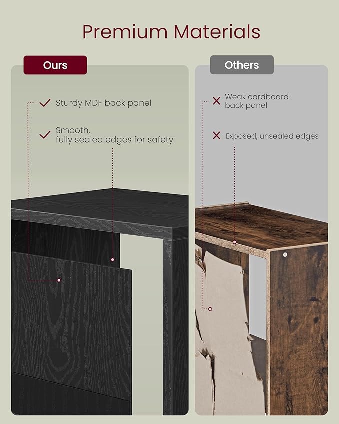 VASAGLE Custos Collection - Bookshelf, 3-Tier Bookcase, Book Shelf, Open Storage Shelf, 9.4 x 11.8 x 37.3 Inches, for Living Room, Home Office, Dining Room, Ebony Black ULBC433B01