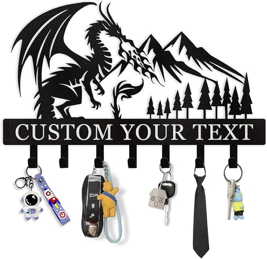 Personalized Key Holder Wall Mounted, Custom Dragon Design Key Holder for Wall, Metal Key Holder Hooks Organizer, Key Hanger Decor for Living Room, Kitchen, Entryway