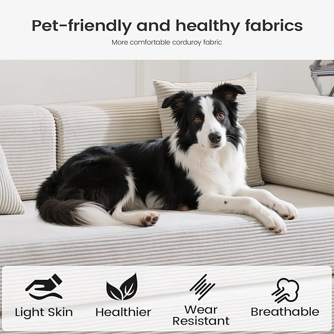 Folding Sofa Bed Convertable Corduroy Couch King Size Floor Sleeper 4-in-1 DIY Combination Modular Sofa Fold Out Futon Lounge Comfy Foldable Lazy cama for Living Room (Beige, 80.15'')