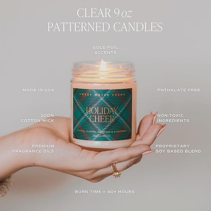 Sweet Water Decor Christmas Cookies Scented Candles - Christmas Stocking Stuffers Soy Candles with Vanilla Scent - Christmas Candles with 40 Hours Burn Time - 9Oz Gold Lid Clear Jar Wax Candles