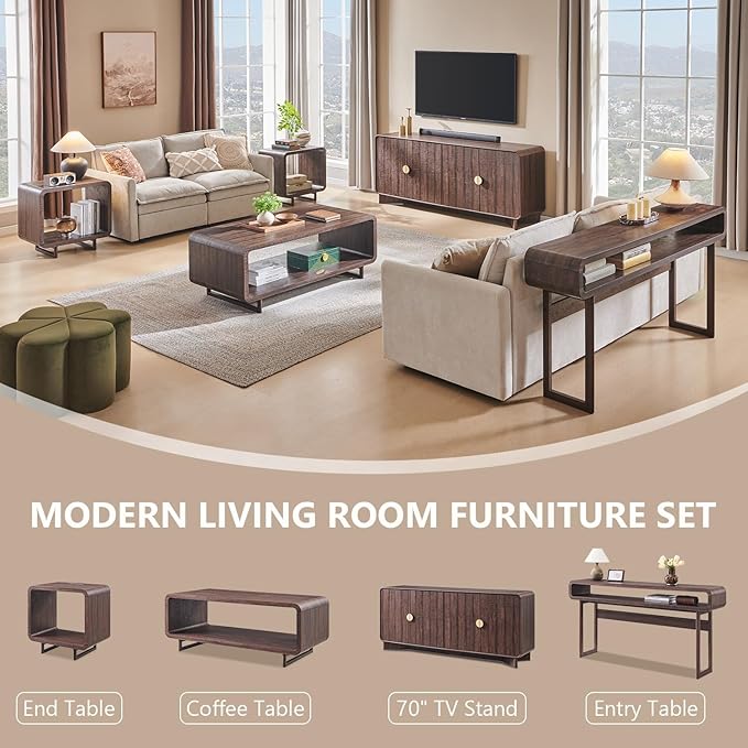 23.6" Modern End Table, 2 Tier Side Table with Charging Station, Simple Bedside Table with Open Storage Shelf, Outlet, Wooden Nightstand for Bedroom, Living Room, Study, Easy Assembly, Brown