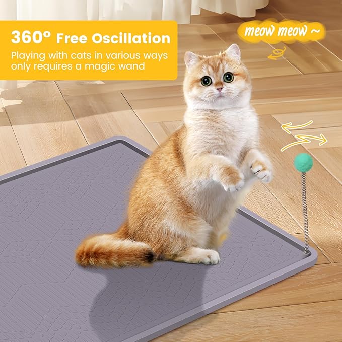 Cat Litter Mat, 38"X25" Large Litter Box Mat, Waterproof and Easy to Clean Silicone Cat Mat for Litter Box, Mat Litter Trapping Mat for Scatter Control, Keep the Floor Clean (Gray)