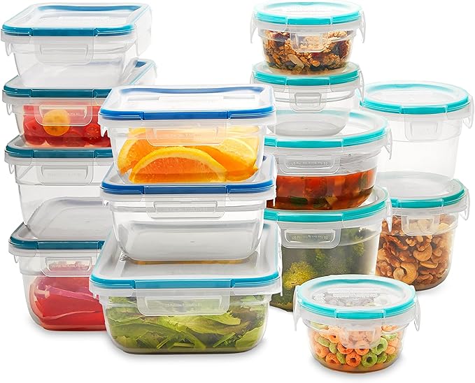 Snapware Total Solutions (14-Pack, Mixed Sizes) Plastic Food Storage Containers Set, Airtight & Leakproof Locking BPA-Free Lids, Freezer Dishwasher Microwave Safe