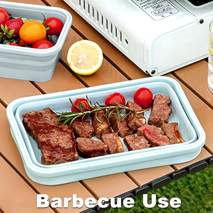 Extra Large Collapsible Silicone Food Storage Containers With Lids, 2000ml Big Meal Prep Boxes for Roasting Chicken, Store Leftover, Dishwasher & Microwave Safe, BPA Free, 2 Pack