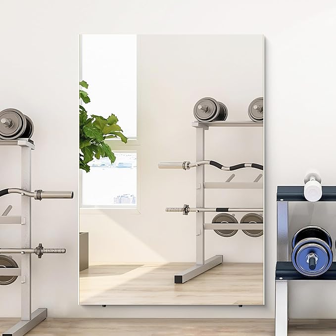 brisafe Full Length Mirror with Stand, 63"x43" Super Lightweight Glassless Home Full Floor Mirror, Oversized 0.04mm Nano-Film Gym Mirror, White