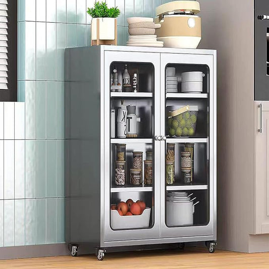 ZZV Stainless Steel Storage Cabinet, Rolling Kitchen Cabinet with Wheels, Heavy Duty Floor Cabinet for Kitchen, Garage, Restaurant, Outdoor, No Assembly Required, D15.75 x W23.62 x H41.74