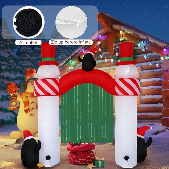 10ft Christmas Inflatable Outdoor Decorations, Snowman Arch Inflatable Yard Decorations with LED Lights for Indoor Outdoor Patio Garden Christmas Decoration