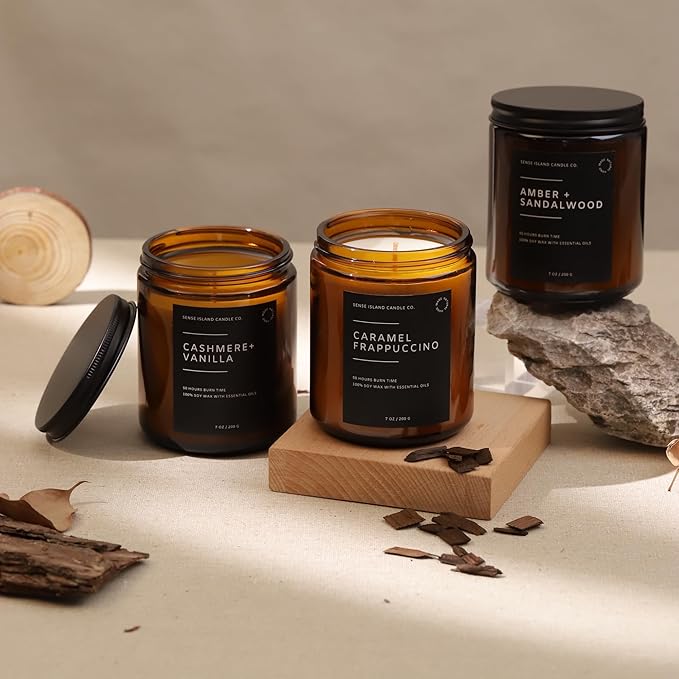 SENSE ISLAND Caramel Frappuccino Coffee Scented Candles for Home Scented | 100% Natural Soy Wax, 50 Hrs Burn Time Highly Scented Soy Candles House Warming Gifts