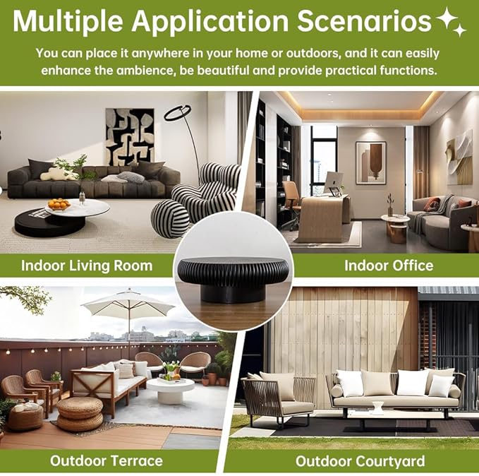 Black Round Coffee Table for Living Room Round Fluted Drum Coffee Table Modern Fluted Coffee Tables for Living Room (Black, 39.3 inch)