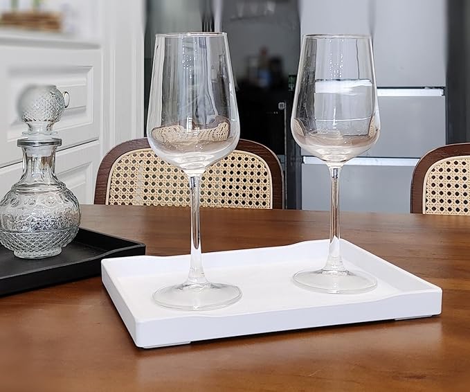 Small White Serving Tray (9.5 x 7 inch) for Serving Accessory, Drinks, Spa, Coffee, Wine, Tea, Bar, Party, Seasoning, Perfume and Display Use.