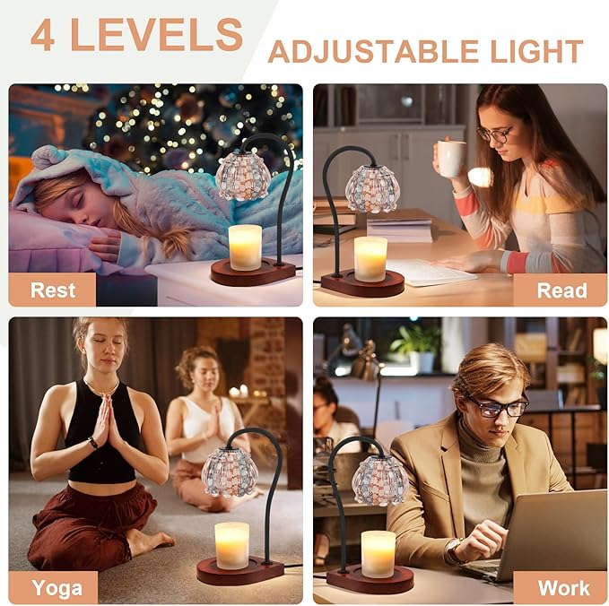 Candle Warmer Lamp with Timer, Dimmable Electric Candle Warmer Melter, Small & Large Jar Fragrance Candle Holders for Home Decoration Gift for Women, White-Orange