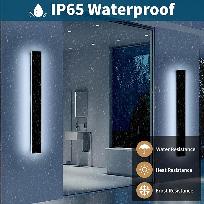 2 Pack 39.3inch Exterior Wall Light Fixture, Long Outdoor Modern Led Wall Lights, 6000K Cold White, 36W, IP65 Waterproof Linear Outside Porch Lighting for House, Garage, Fence, Garden