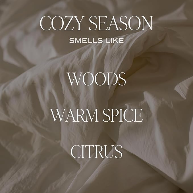 Sweet Water Decor Cozy Season Soy Candles - Fall Candles with Woods, Warm Spice, and Citrus Scent for Home Decor - Soy Candle with 40 Hours Burn Time - 9Oz Gold Lid Clear Jar Candles Fall Scents