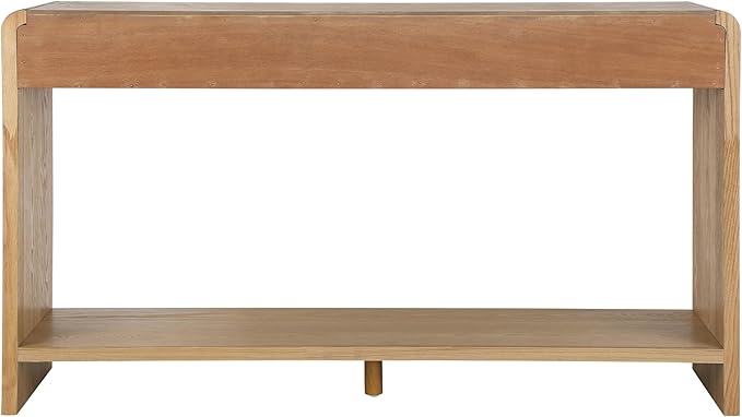 Modern Fluted Console Table with 3- Drawer, Rustic Farmhouse Entryway Table, Round Edge Sofa Table Design with Vertical Slats for Entryway, Hallway Living Room-59 Brown